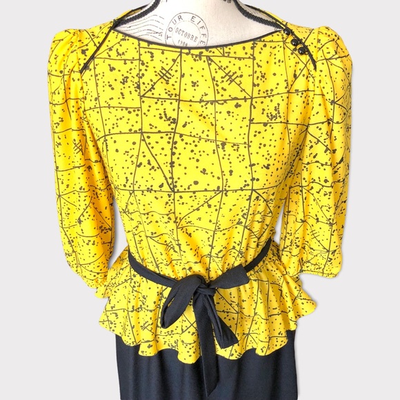 Vintage 80s Peplum Dress | Size 10 Medium - Picture 10 of 11